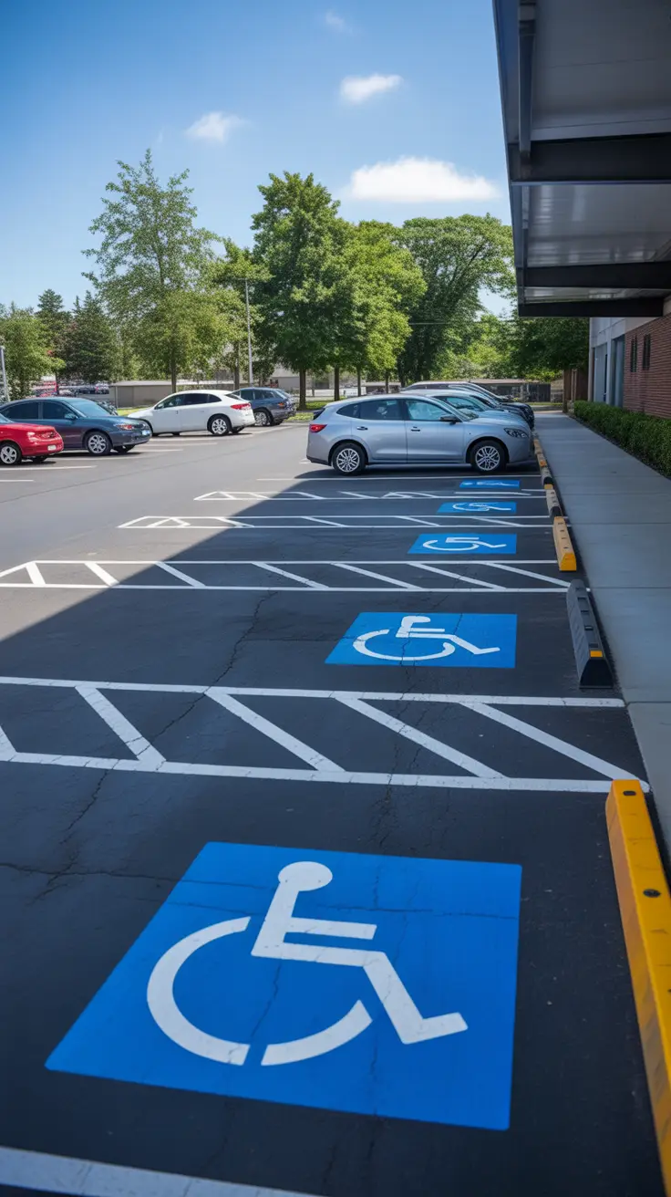 Provides information on parking options, rates, and accessibility features for travelers arriving by vehicle or with mobility needs.
