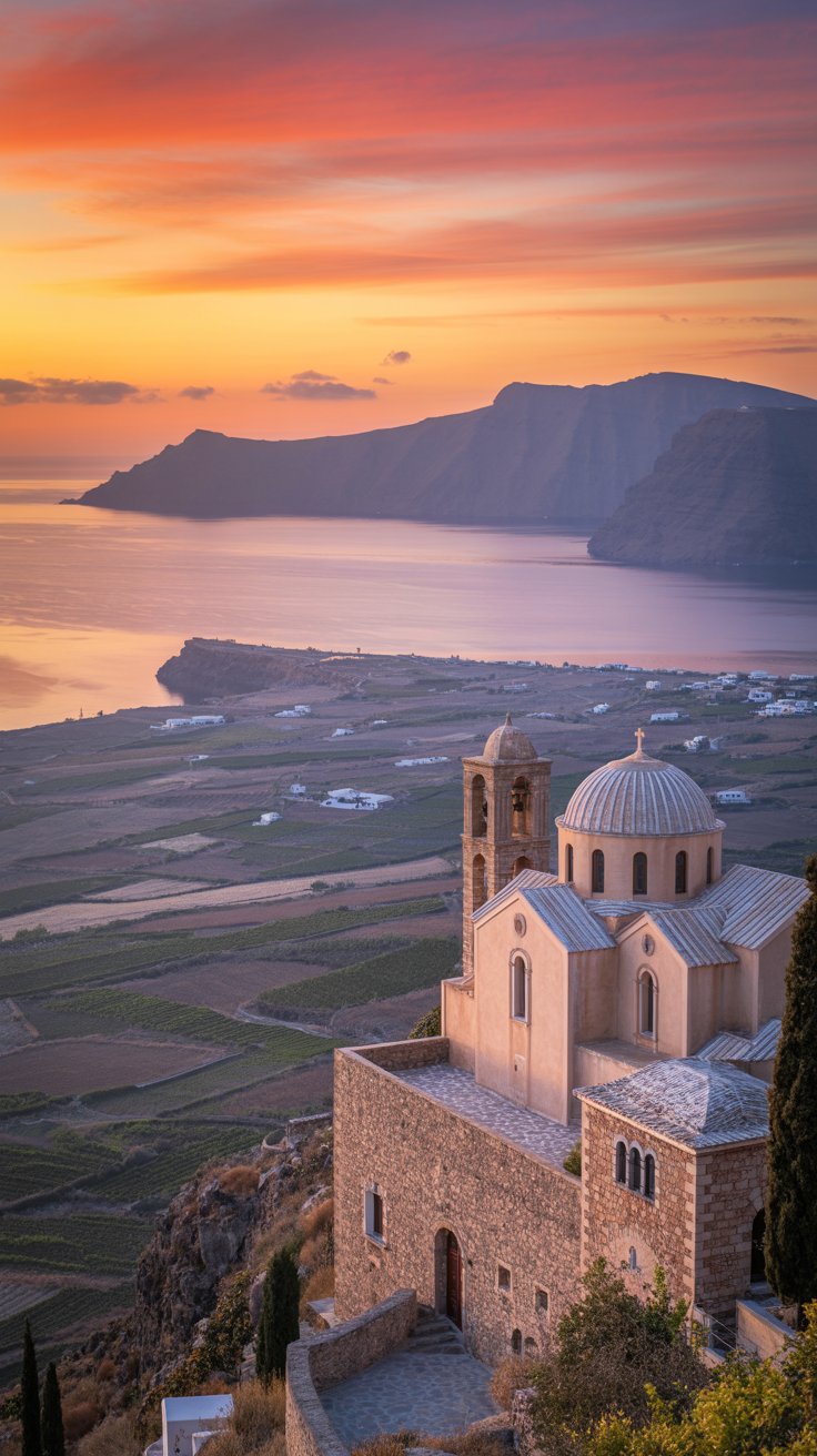 Profitis Ilias Monastery — Sunset at the Top of Santorini