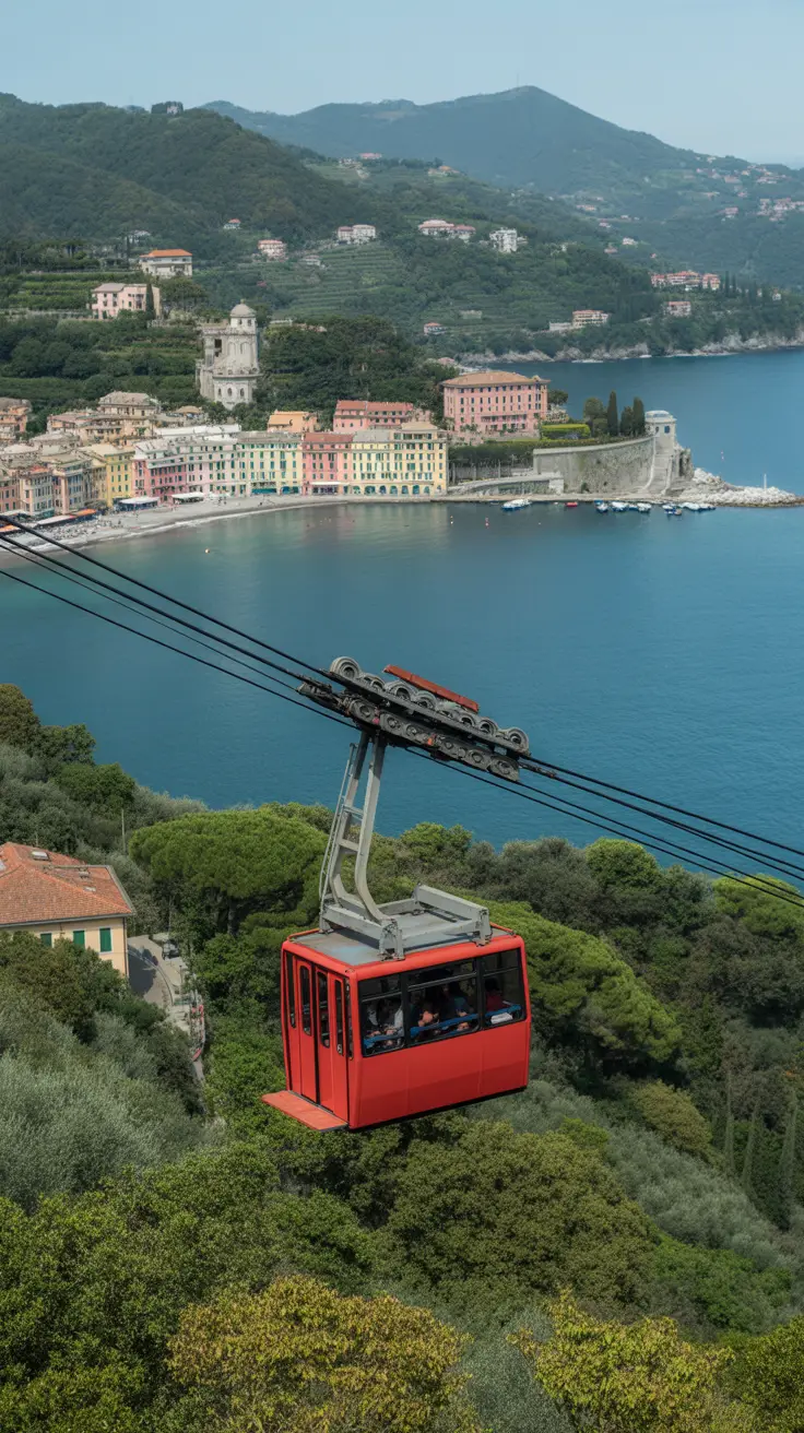 Big text overlay saying: Unmissable Day Trips from Genoa Port. It's designed to immediately grab attention with its thick, distinctive lettering set prominently in a big dark colored box, utilizing a simple yet striking bold white color for the text. Surrounding this eye-catching typography, a collage of vibrant images.