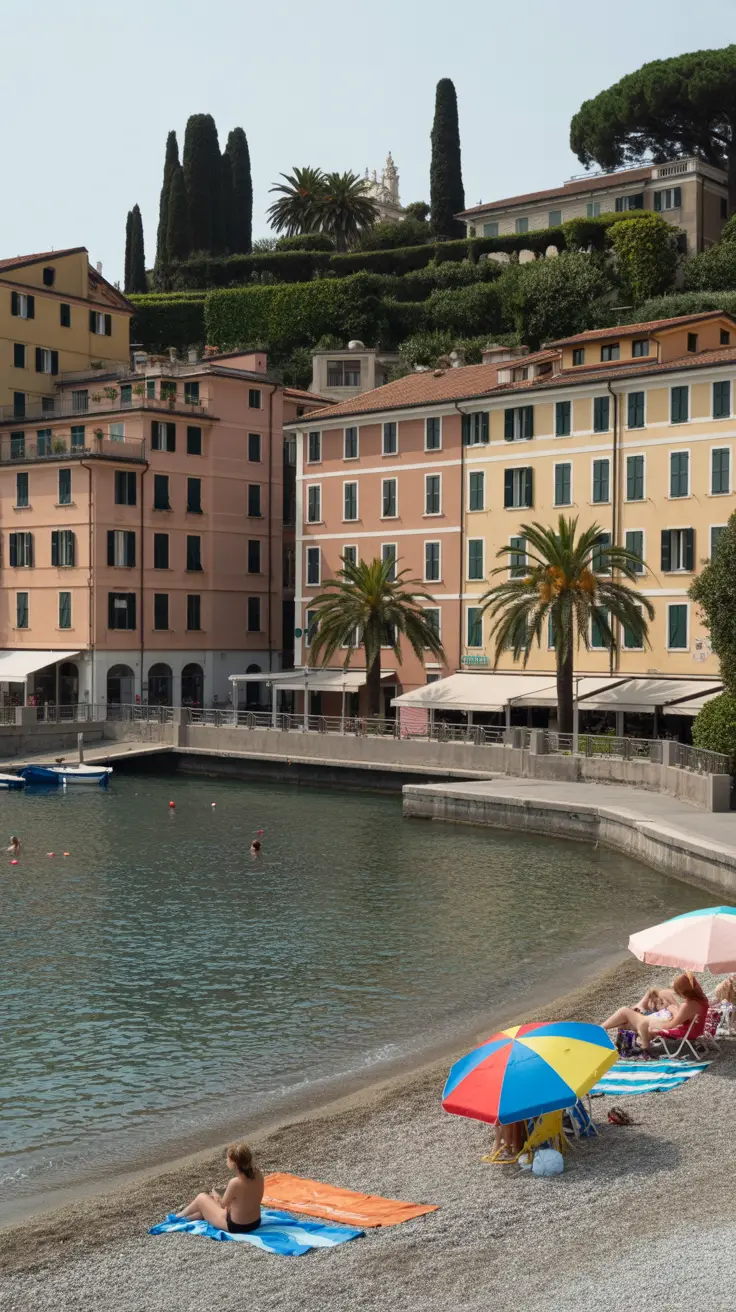 Big text overlay saying: Unmissable Day Trips from Genoa Port. It's designed to immediately grab attention with its thick, distinctive lettering set prominently in a big dark colored box, utilizing a simple yet striking bold white color for the text. Surrounding this eye-catching typography, a collage of vibrant images.