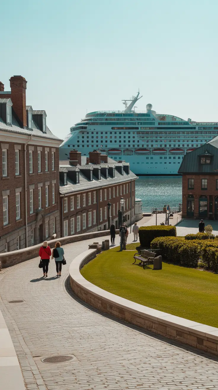 Suggests scenic and historic walking routes near the Dockyard for cruisers with spare time before embarkation.