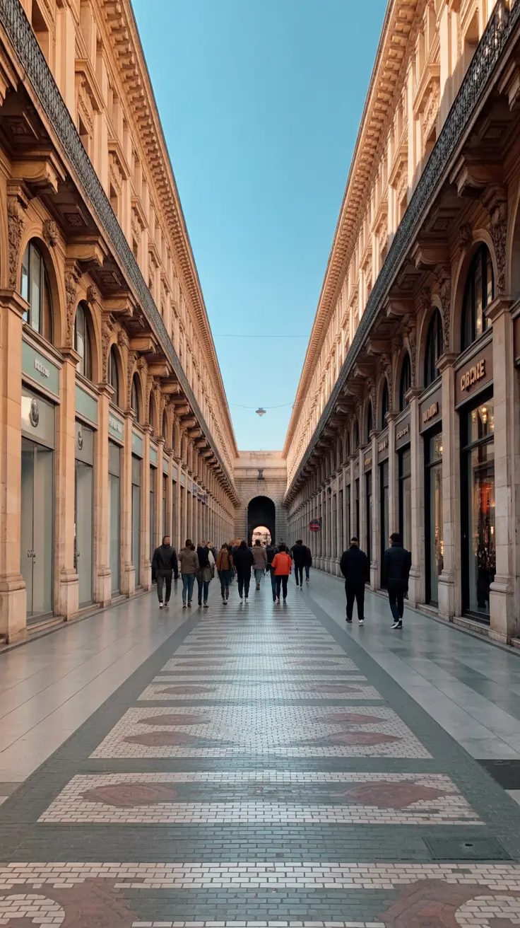 A grand boulevard perfect for window shopping and architectural admiration, lined with mosaic-tiled walkways, colonnades, and hidden WWII tunnels.