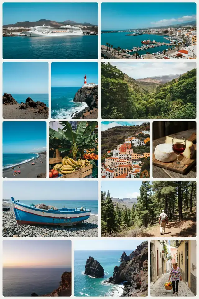 A collage of scenes and landmarks from Santa Cruz de la Palma Harbour