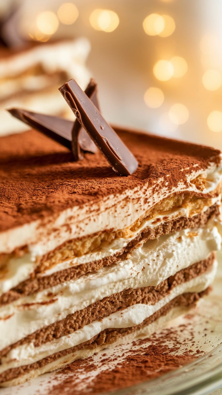 Close up photo of a slice of Tiramisu in Rome