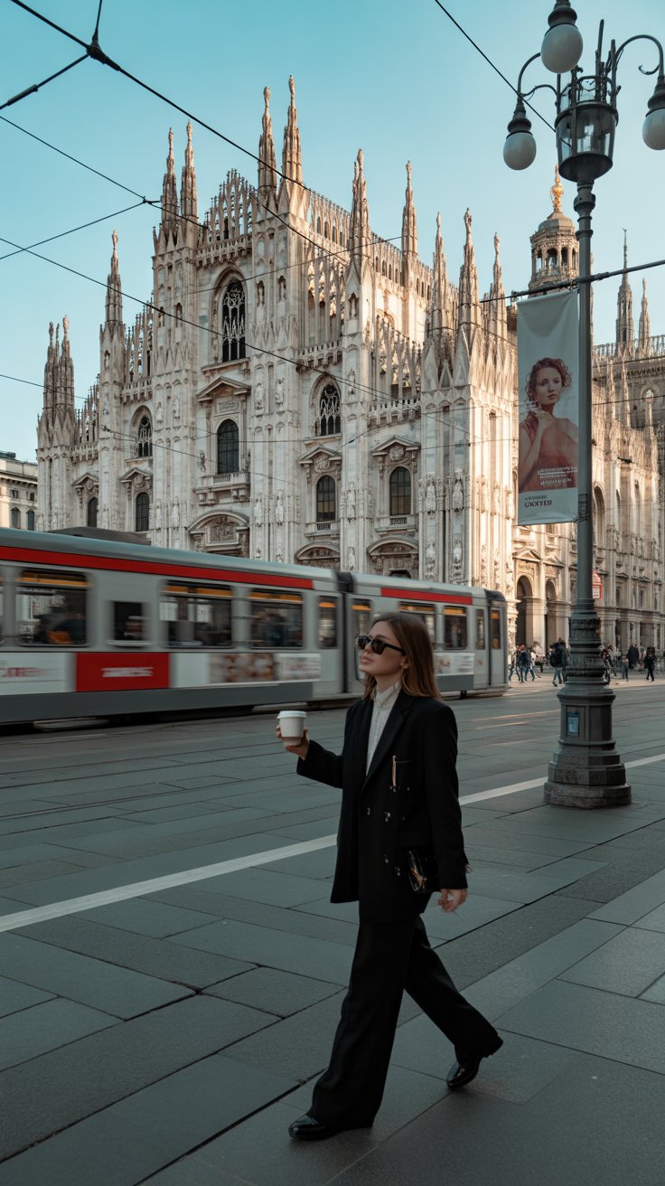 Big text overlay saying: Unmissable Day Trips from Genoa Port. It's designed to immediately grab attention with its thick, distinctive lettering set prominently in a big dark colored box, utilizing a simple yet striking bold white color for the text. Surrounding this eye-catching typography, a collage of vibrant images.