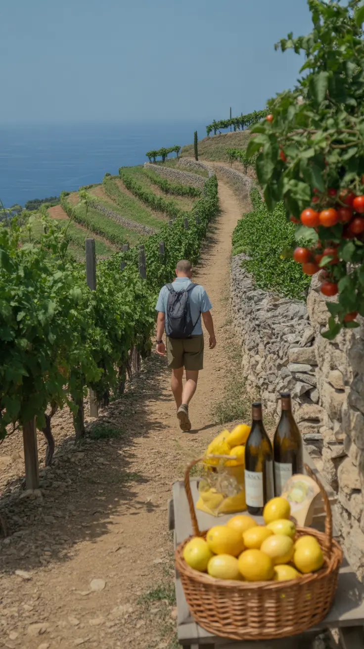 Cinque Terre Hike That Changed Everything — bold white text in thick, distinctive lettering over a dark box, surrounded by a vibrant collage of realistic images capturing the dramatic and colorful scenery of Cinque Terre’s hiking trails.