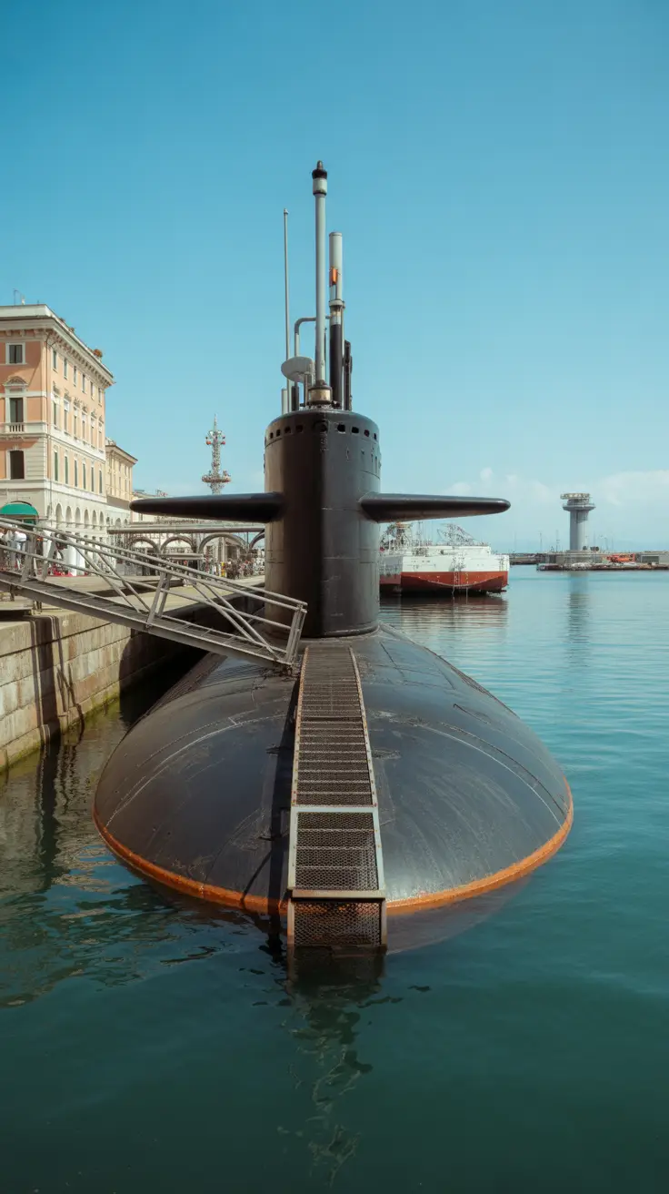Big text overlay saying: La Spezia’s Secret Naval Adventures Uncovered, designed to capture attention with thick, bold white lettering in a dark-colored box; surrounded by a vibrant collage of realistic imagery that evokes intrigue and adventure.