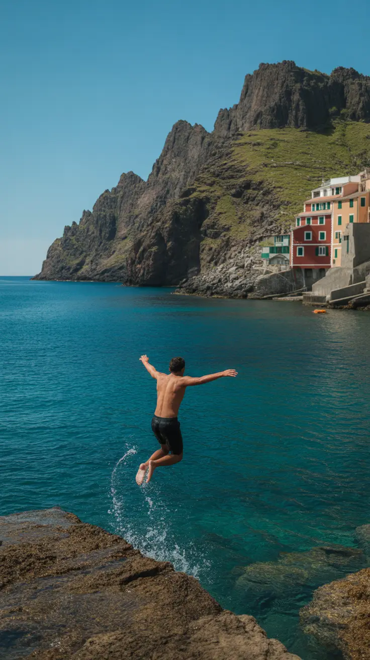 A photo collage of secret swim spots featuring crystal clear waters with submerged rocks and trees, picturesque waterfalls with turquoise pools, and a lush green forest background softly lit by sunlight filtering through the leaves; overlaid with large text that reads "Secret Swim Spots Locals Won’t Share".