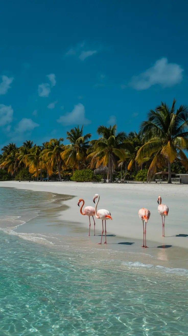 A vibrant lifestyle advertisement showcasing a carousel of six picturesque scenes representing key stops on an Aruba cruise, each depicted as visually stunning Instagram posts featuring turquoise waters, white-sand beaches, colorful Dutch architecture, lush tropical foliage, and unique local experiences, all bathed in warm golden-hour sunlight, with modern bold text reading "6 Aruba Cruise Instagram Pit Stops" and a subtle Aruba Tourism Authority logo enhancing the aspirational and adventurous aesthetic.