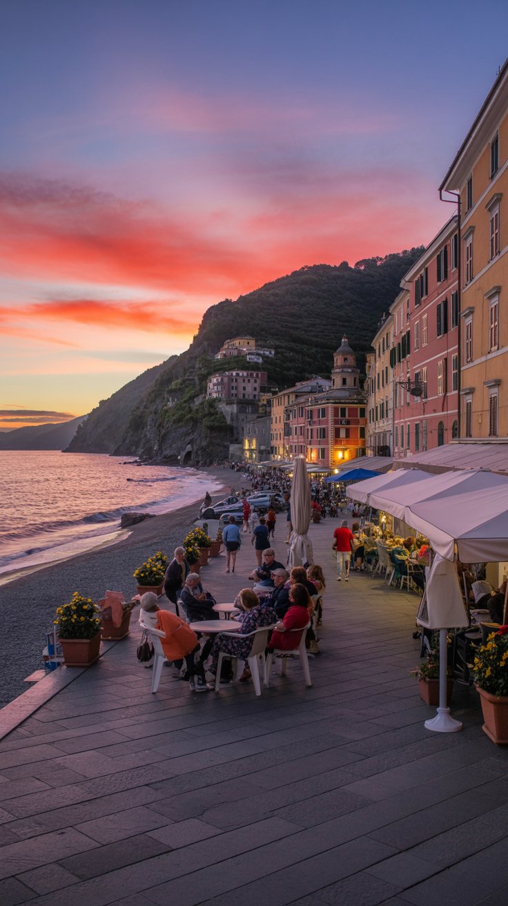 The Church Lawn in Monterosso al Mare (San Giovanni Battista) at sunset