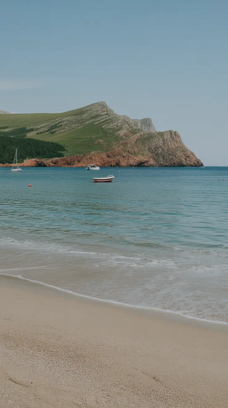 Big text overlay reading "7 Secret Beaches Near La Spezia" in bold white letters within a dark-colored box, designed to grab attention. The text is surrounded by a vibrant collage of realistic beach images, highlighting hidden coastal gems near La Spezia.