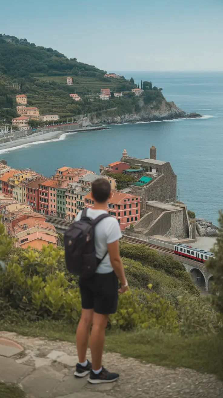 Big text overlay saying: "Skip the Tour, Find Hidden Italy." It's designed to immediately grab attention with its thick, distinctive lettering set prominently in a big dark colored box, utilizing a simple yet striking bold white color for the text. Surrounding this eye-catching typography, a collage of vibrant images.
