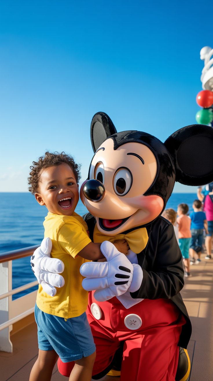 Cruise Line Comparison for Families - child with Mickey Mouse on a Disney Cruises