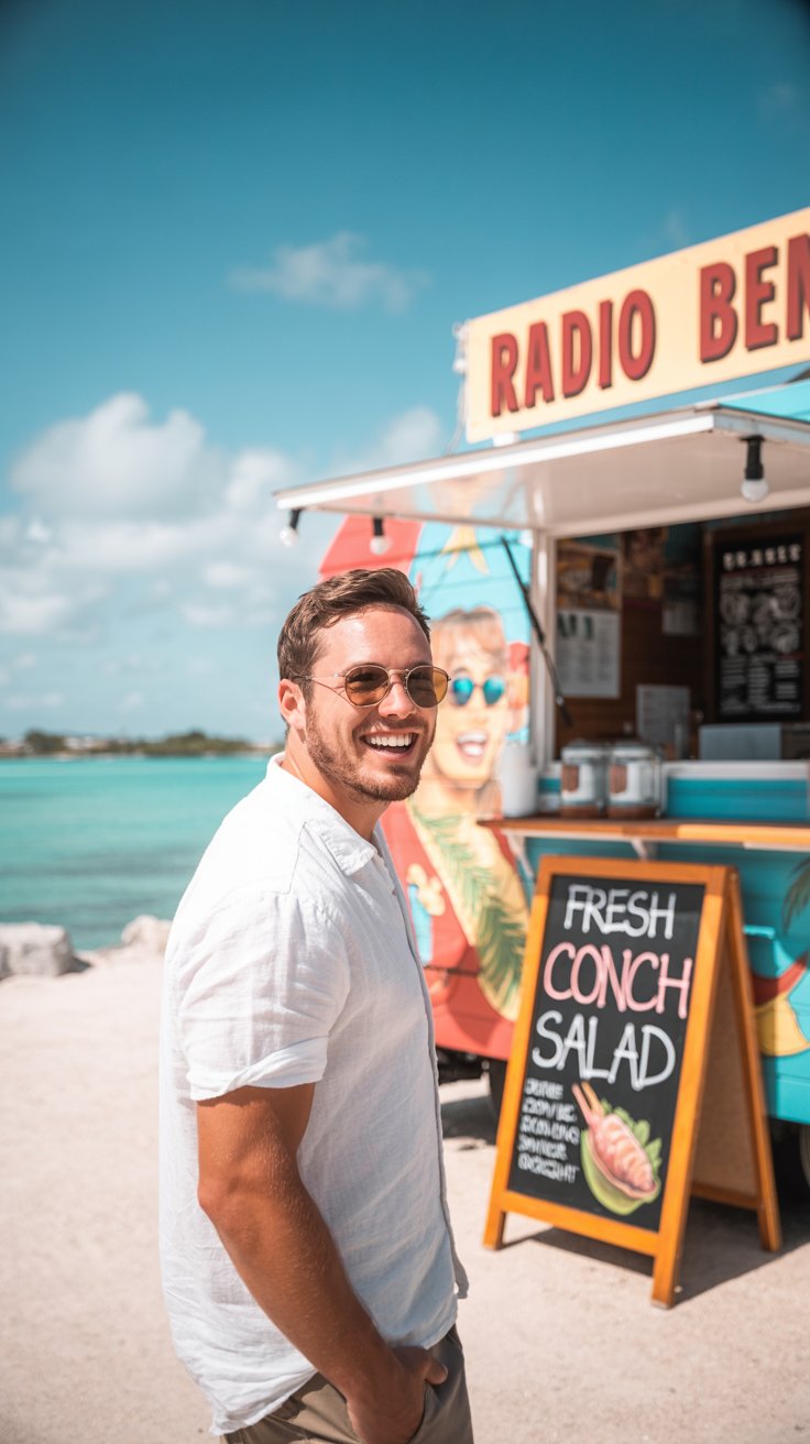 Food truck on Rado Beach in Binini