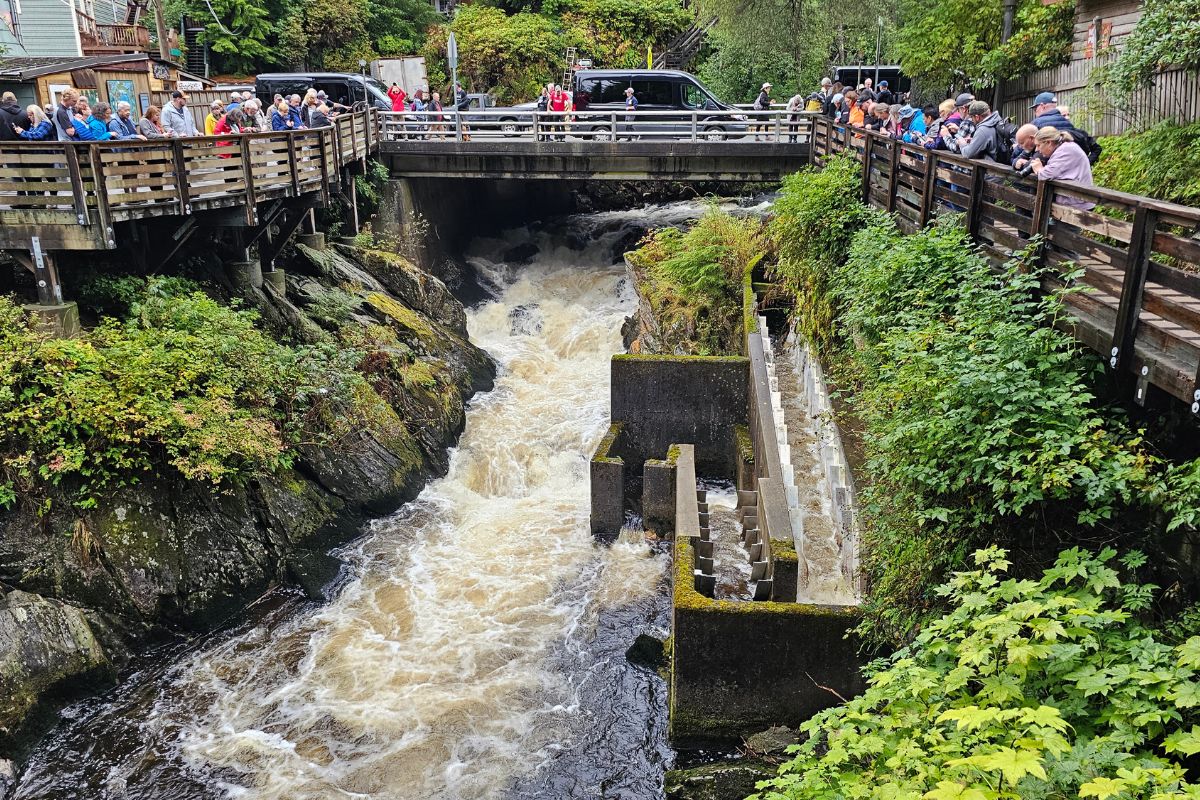 Creek Street upper end near the salmon ladder in Ketchikan