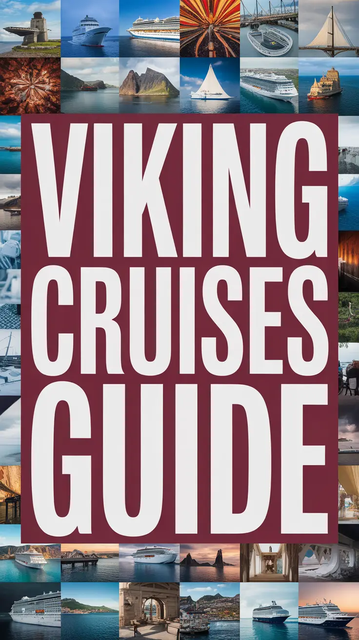 Viking Cruises Guide in bold white text set in a prominent box, surrounded by a realistic collage of vibrant travel images showcasing cruise experiences.