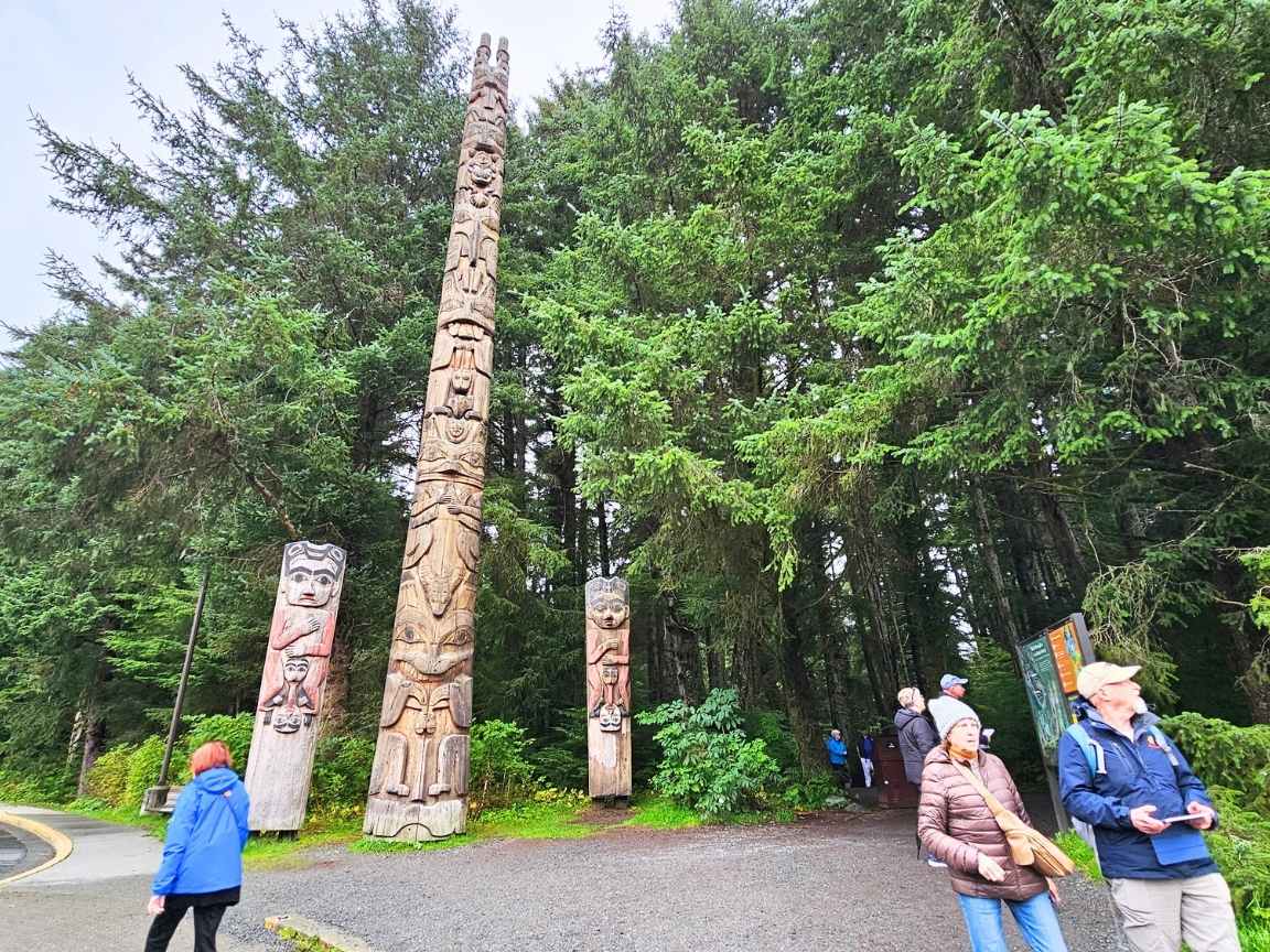 Totem poles within easy walk after you get dropped off in Sitka town