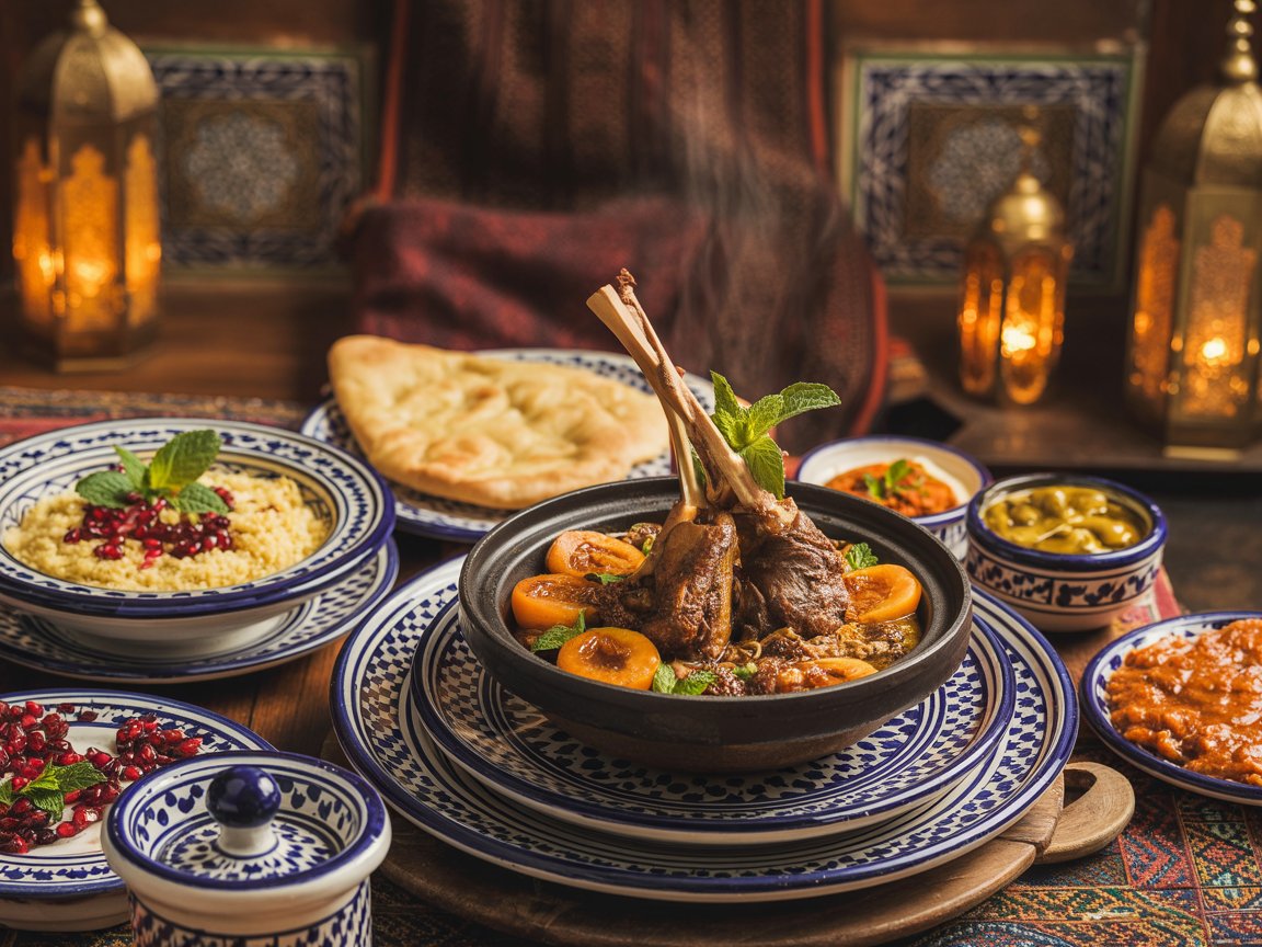 Delicious Moroccan food at a restaurant
