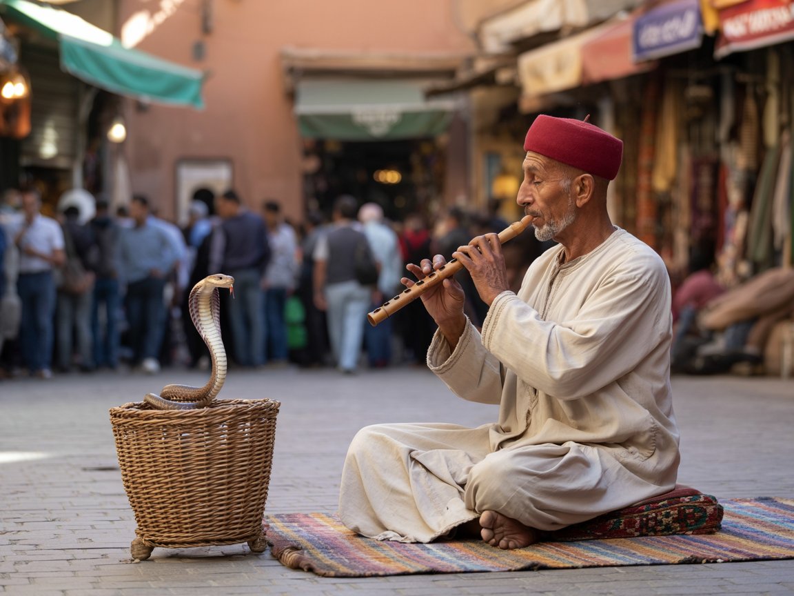 Snake charmer in Morocco