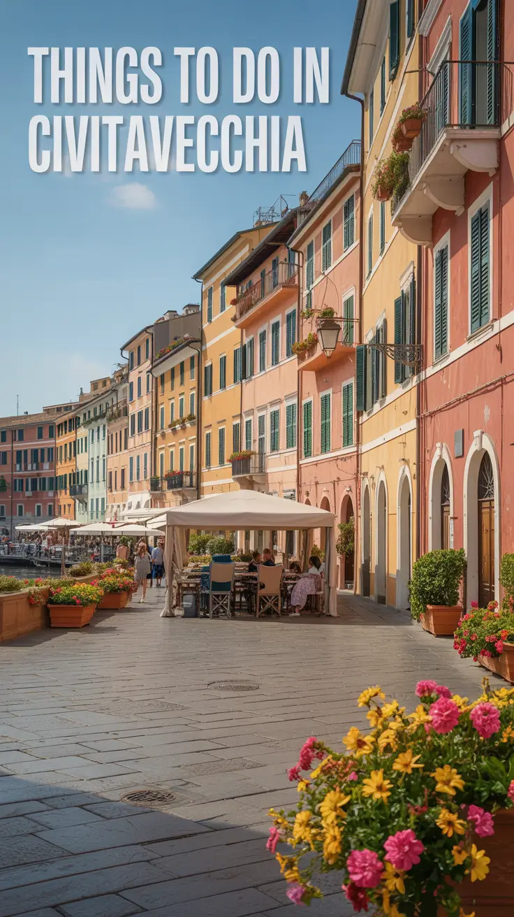 A stunning photograph of a picturesque, sun-drenched Italian coastal town with traditional buildings and vibrant flower boxes, featuring a charming cobblestone street in the foreground leading toward the town square, all bathed in warm, natural sunlight.