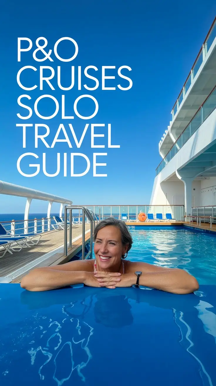 Solo female traveller relaxing in a cruise ship pool on a P&O Cruises sailing