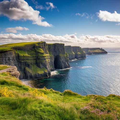 Cliffs of Moher on Ireland's wild Atlantic coast on a clear day