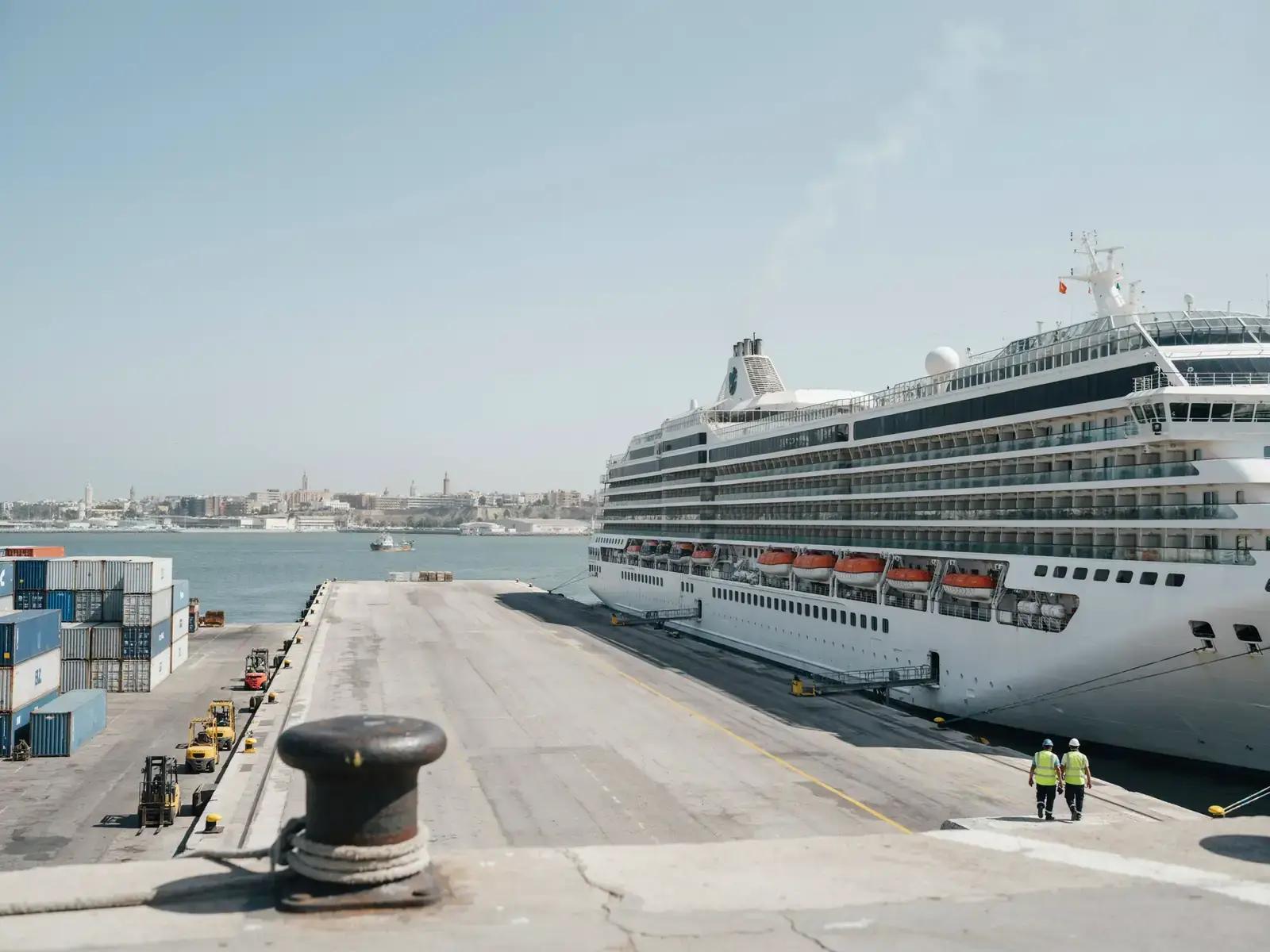 Cruise ships docked at the port terminal in Casablanca