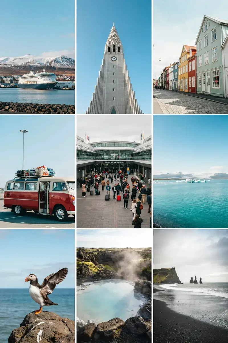 Collage of images showing Reykjavik, Iceland as a cruise departure port