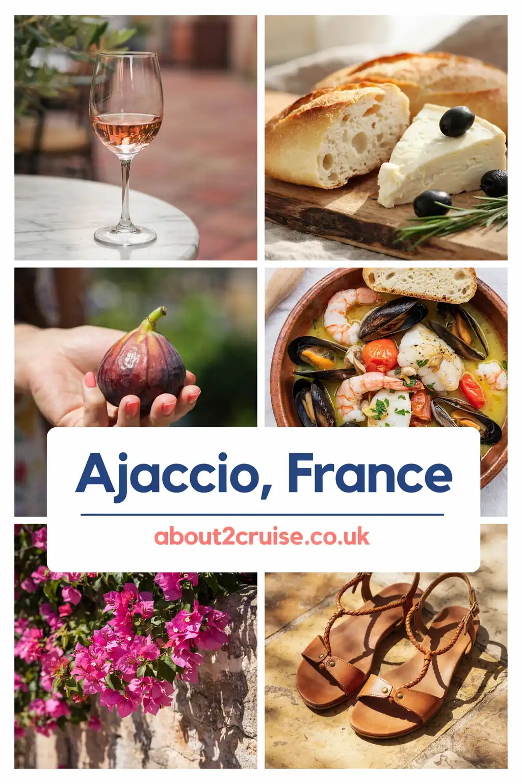 Ajaccio cruise port: vision board collage of local experiences in Ajaccio, France