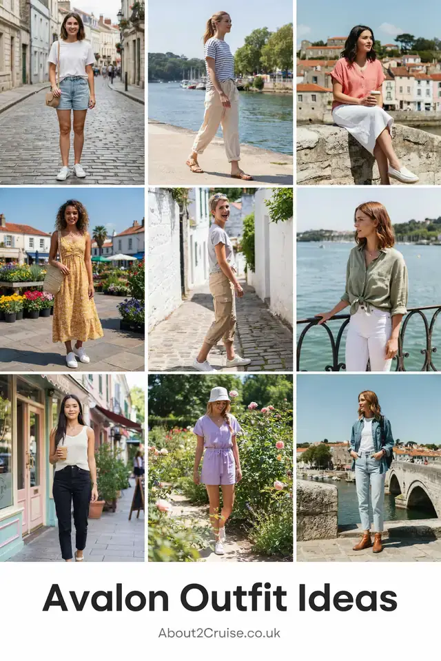 Avalon cruise port: mood board of casual tourist walking outfit ideas for women