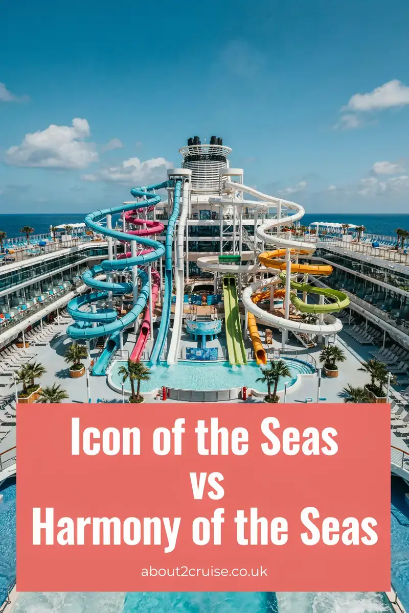 Cruise ship waterpark slides: a water slide and splash area on board a modern cruise ship