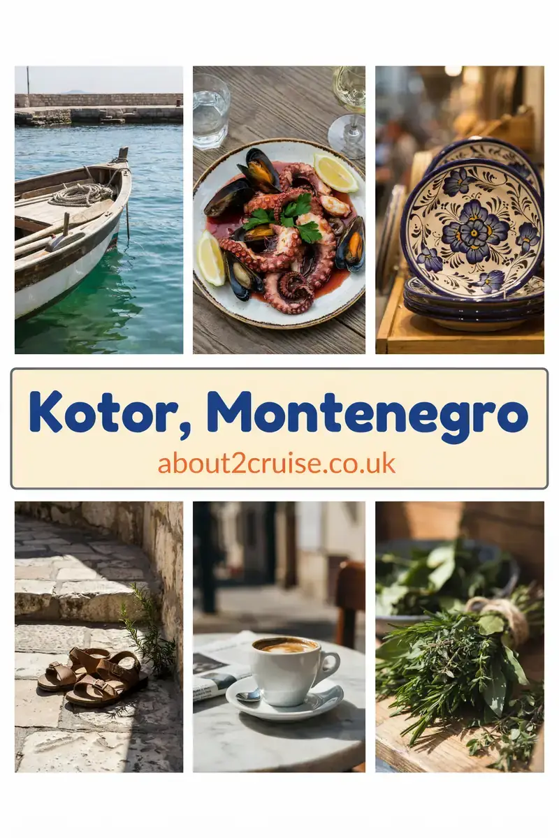 Kotor cruise port: vision board collage of local experiences in Kotor, Montenegro