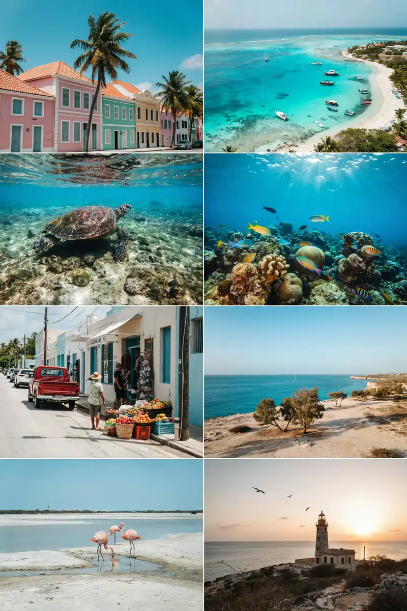 Kralendijk cruise port: grid of local scenes in Kralendijk, Bonaire