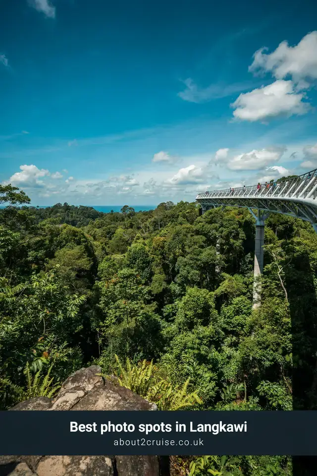 Langkawi cruise port: SkyBridge walkway and cable car view over the archipelago