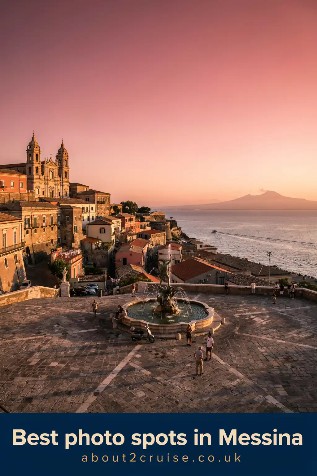 Messina cruise port: sunset view over the city and the Strait of Messina, a top photo spot