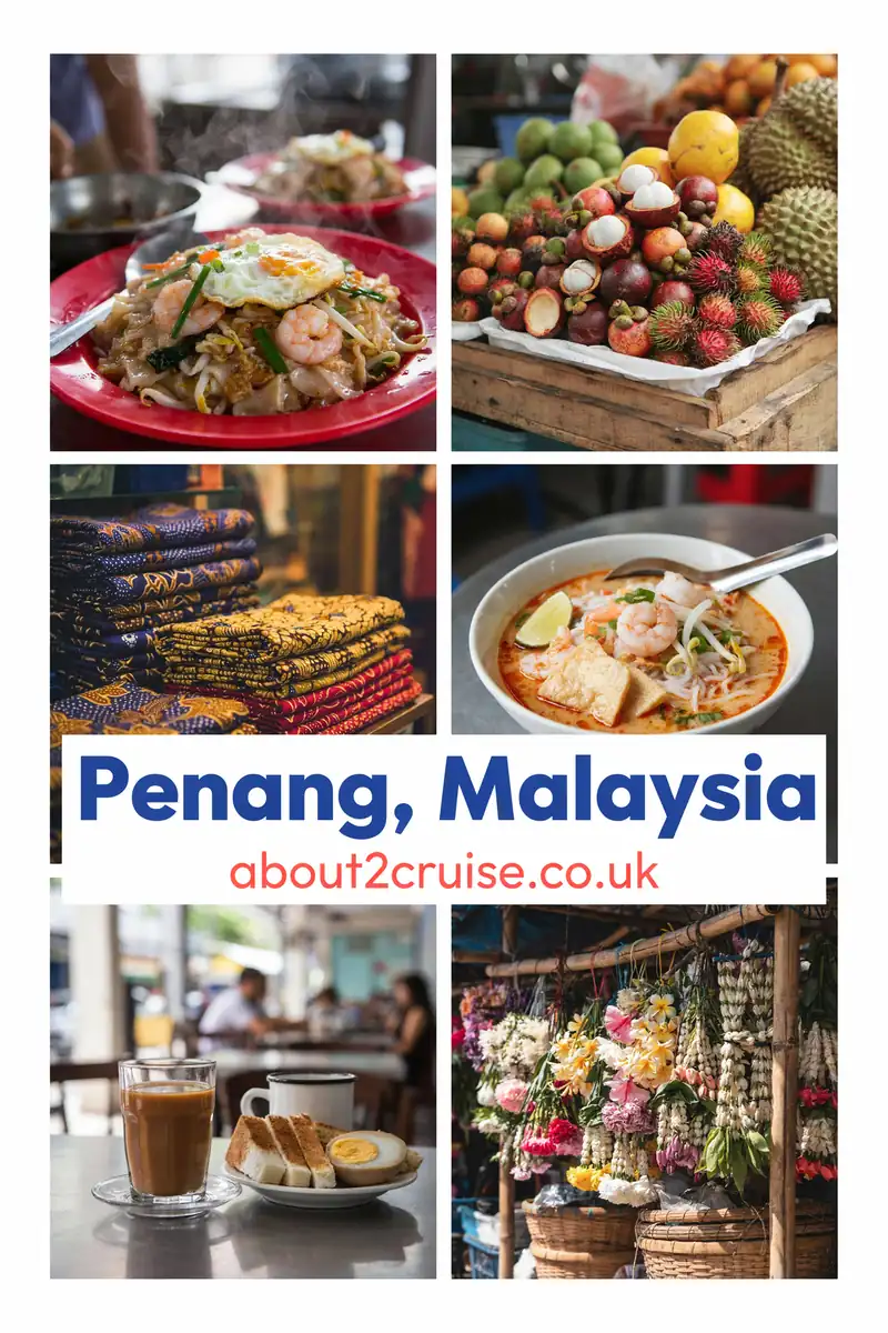 Penang cruise port: vision board of local experiences in Penang, Malaysia