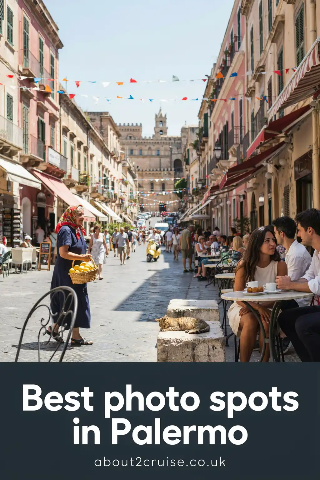 Palermo cruise port: Quattro Canti Baroque square with ornate facades in the old city