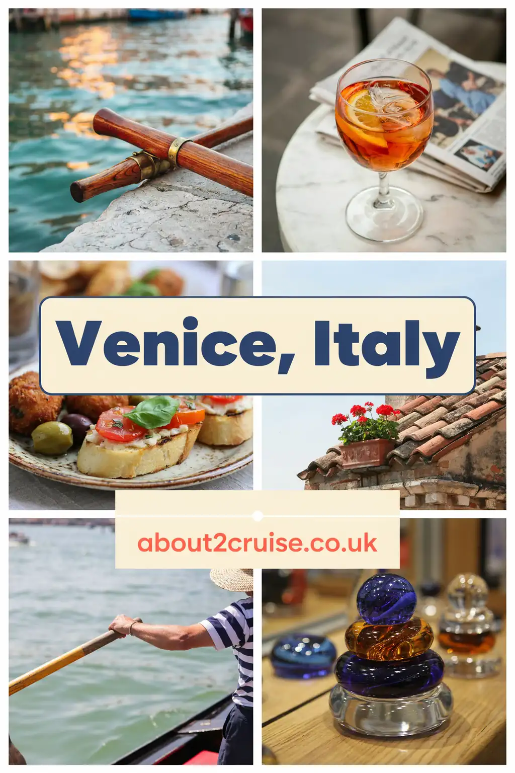 Venice cruise port: vision board of local Venetian experiences including canals, food and daily life